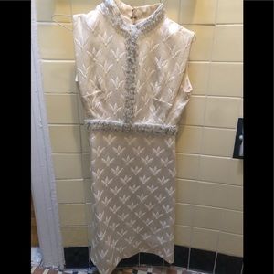 Vintage 60s Mod Cream Beaded Party Dress